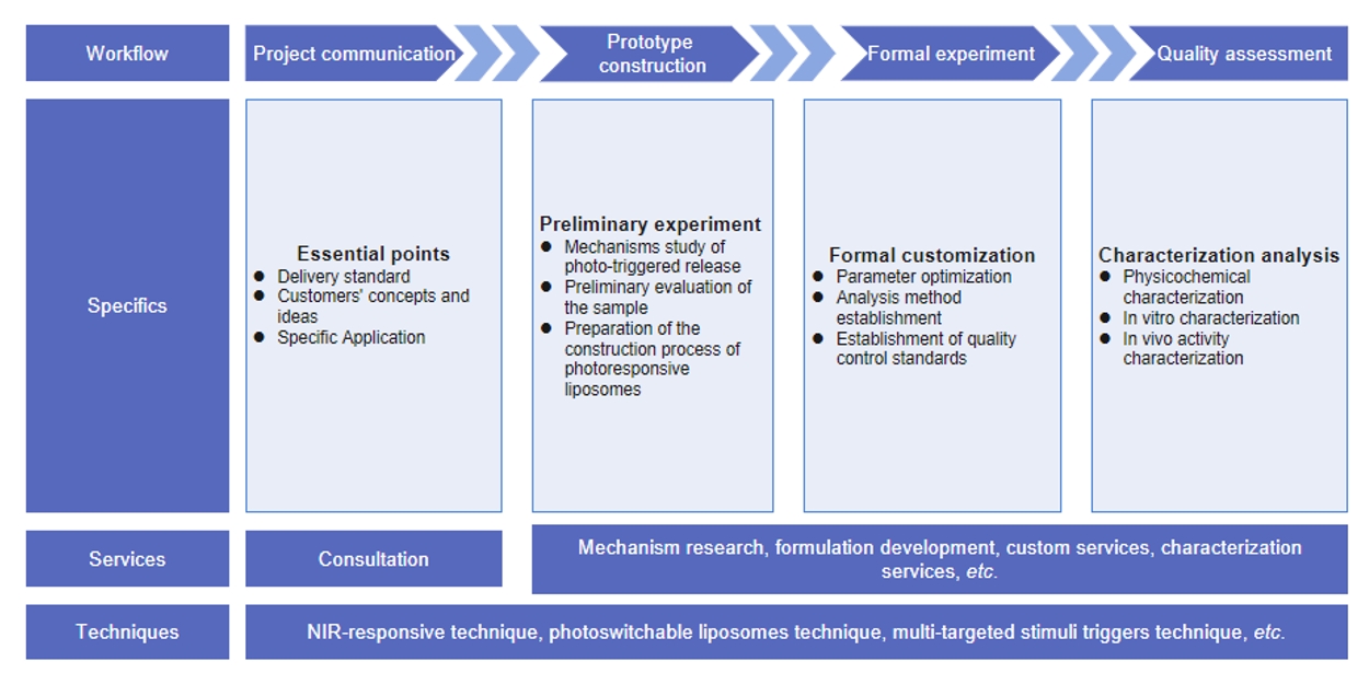 Fig.2 Our workflow for light-responsive liposome.