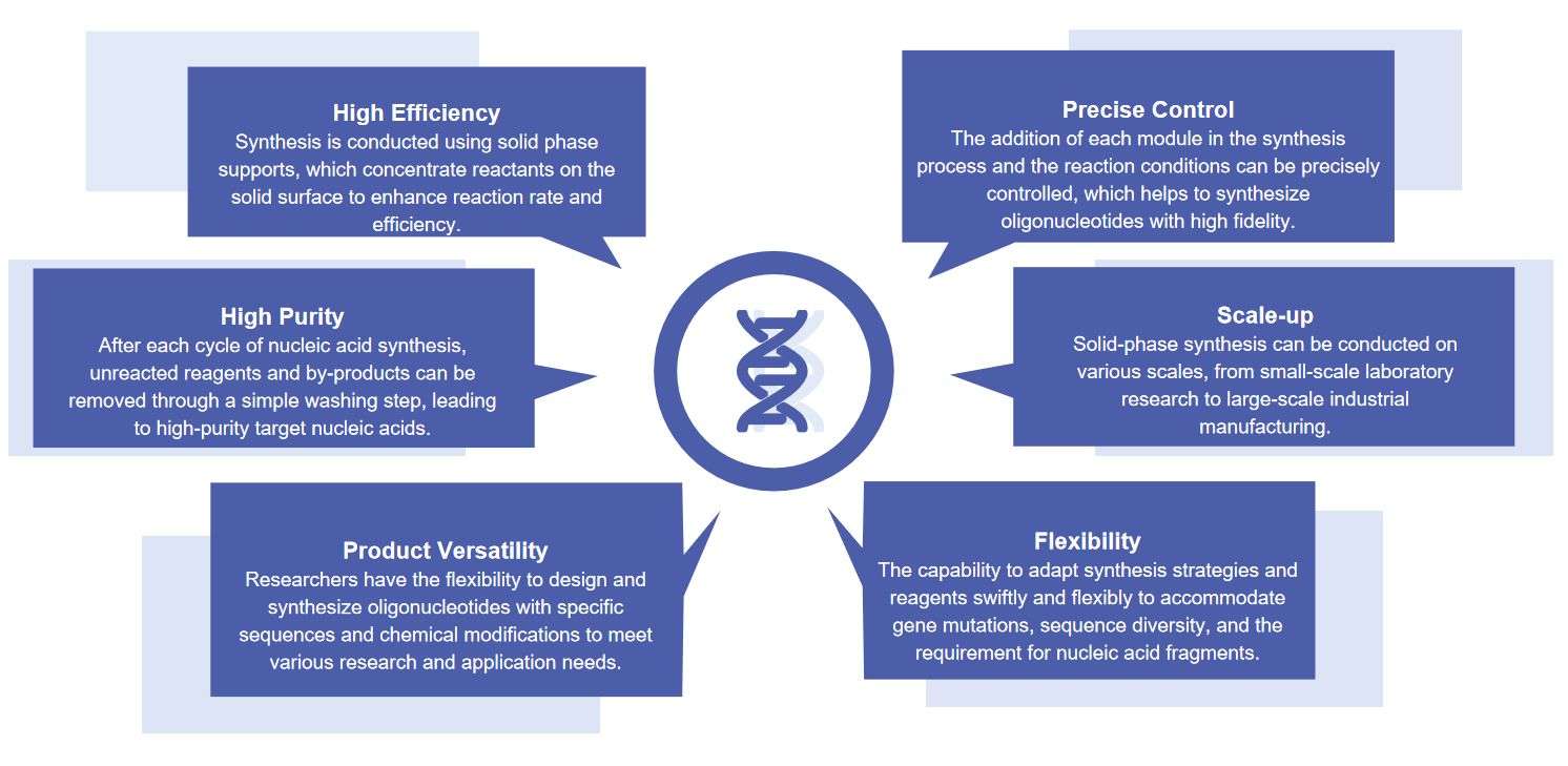 Fig.1 Solid phase synthesis technology advantages for nucleic acid drugs