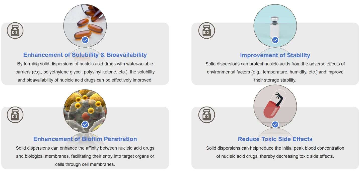 Fig.1 Advantages of Solid Dispersion Technology for Nucleic Acid Formulations